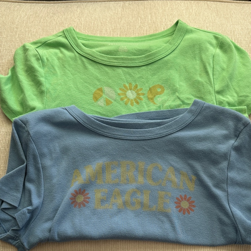 American Eagle Outfitters Kids Green and Blue Tees